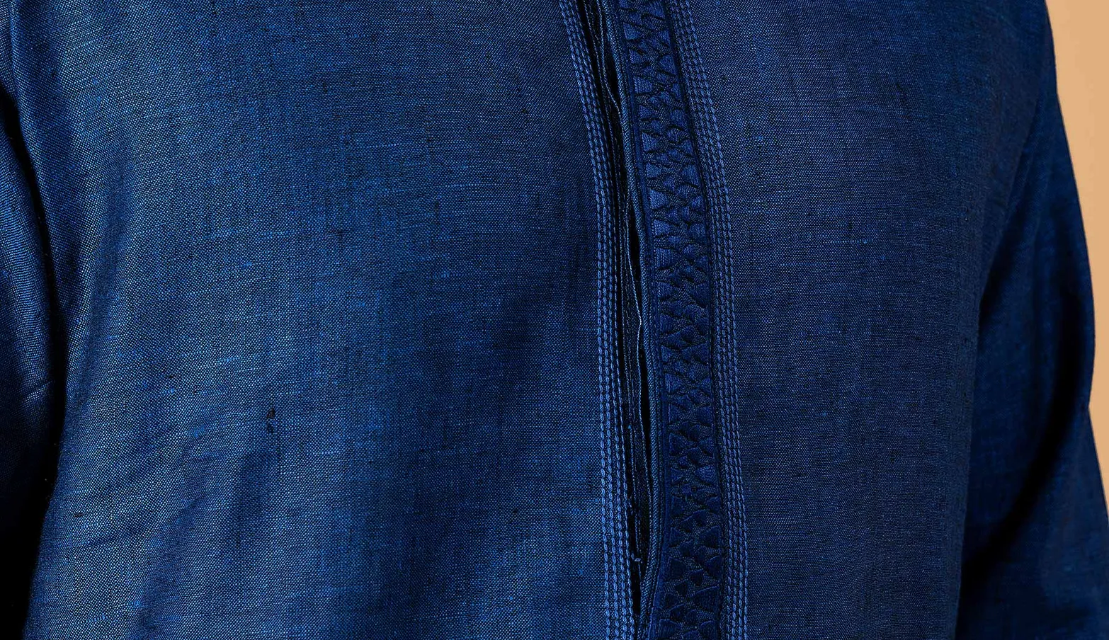 Classy plain dark blue linen  Men Kurta pajama