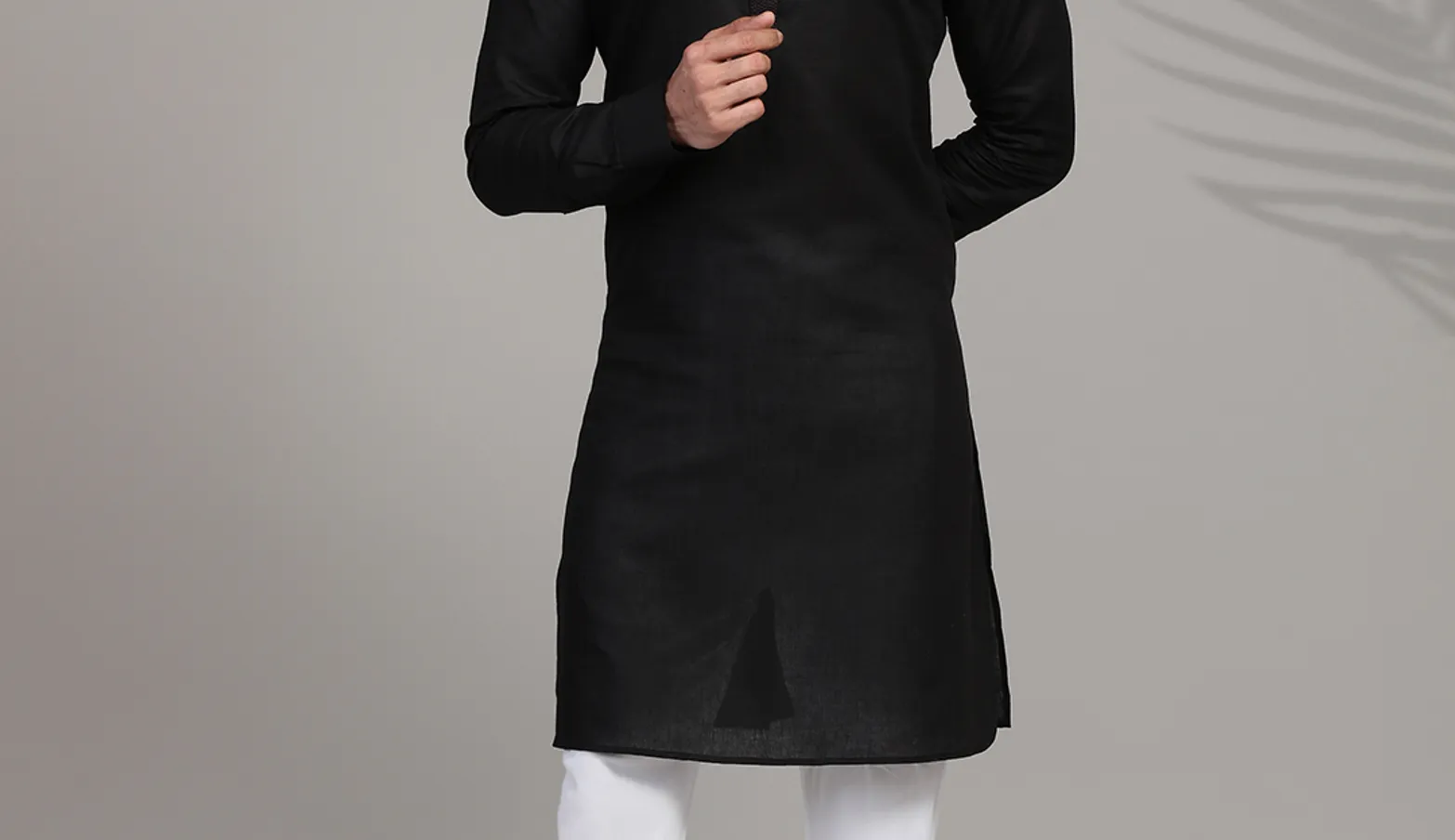 Festive wear black hue stand collar  Men Kurta pajama