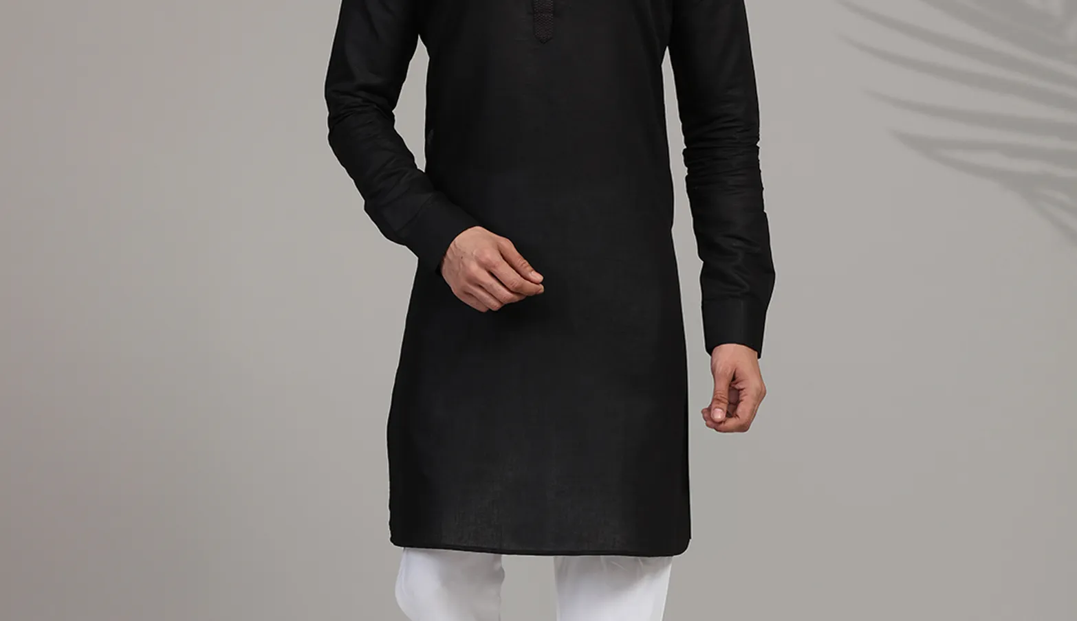 Festive wear black hue stand collar  Men Kurta pajama