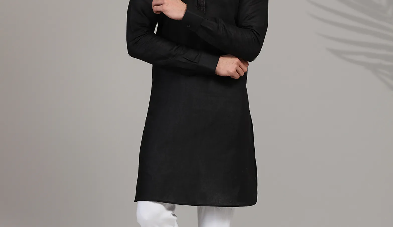 Festive wear black hue stand collar  Men Kurta pajama