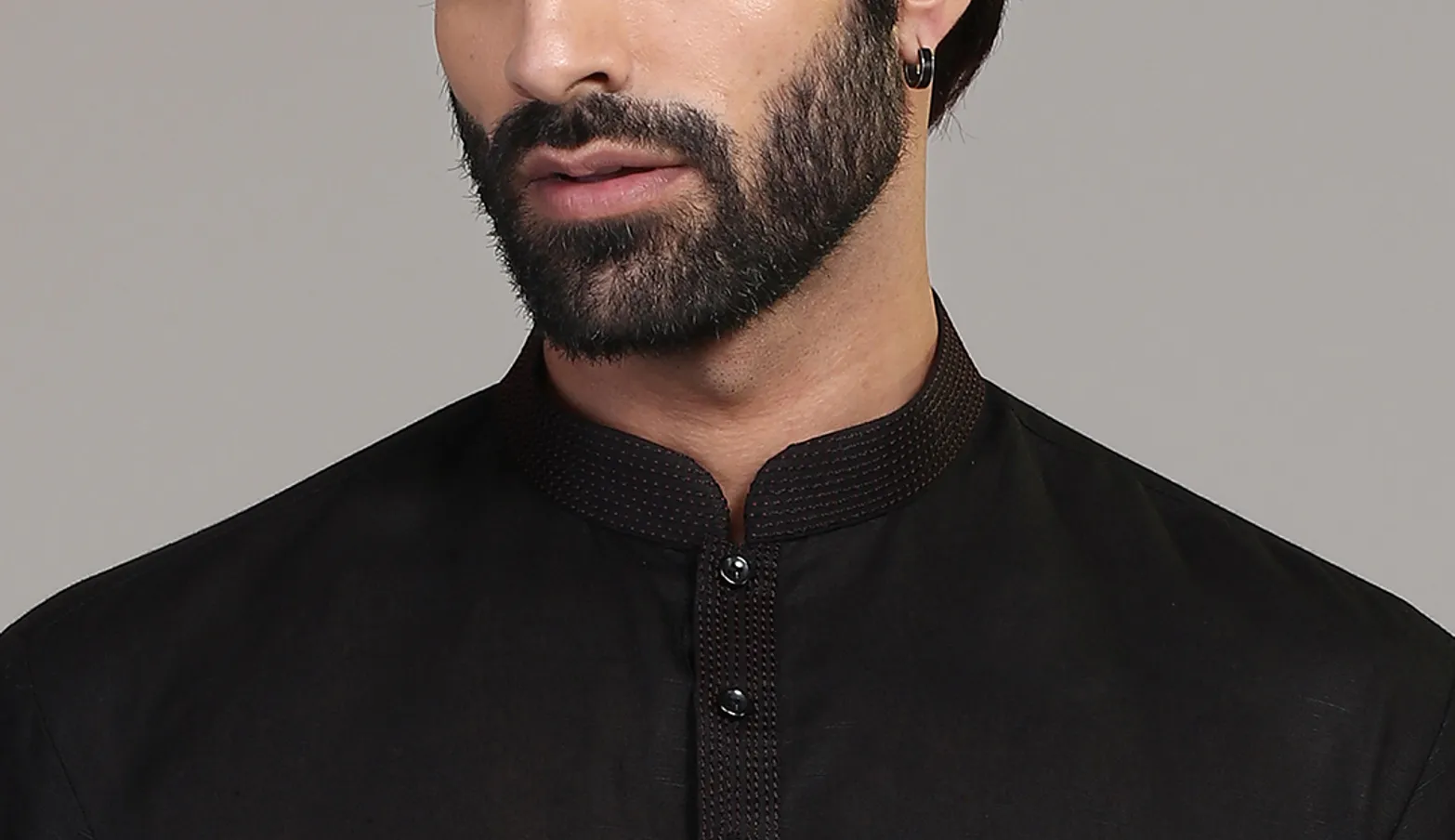 Festive wear black hue stand collar  Men Kurta pajama