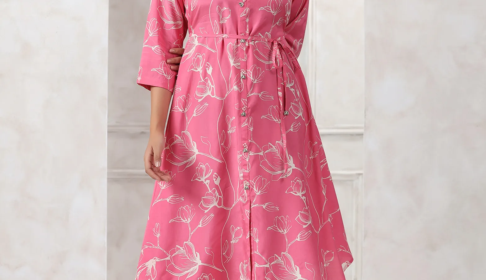 Latest peach printed cotton kurti
