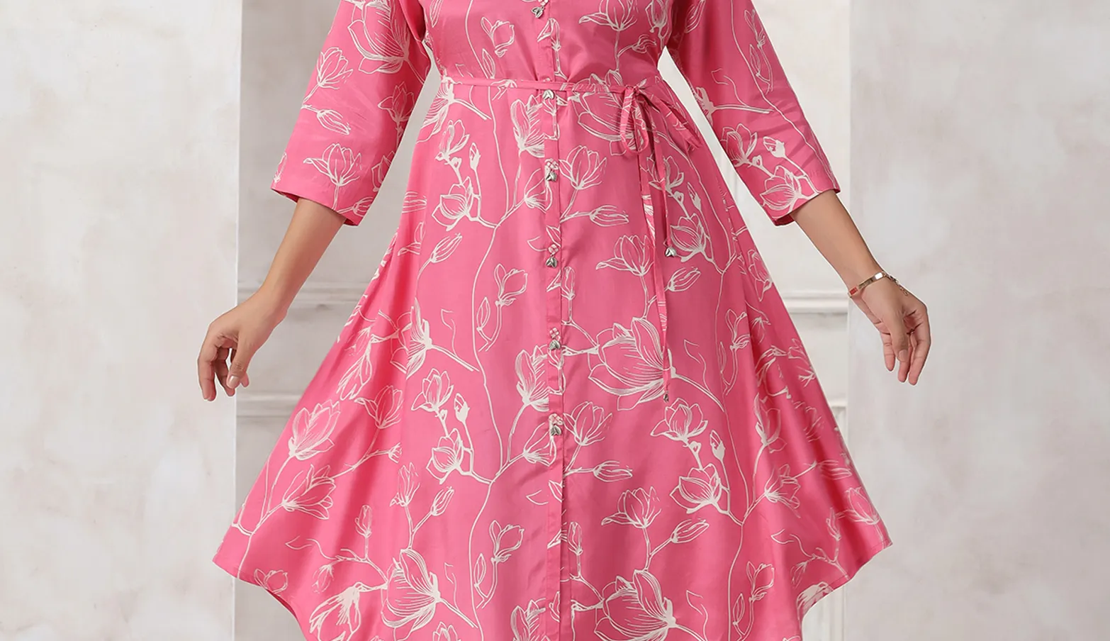 Latest peach printed cotton kurti