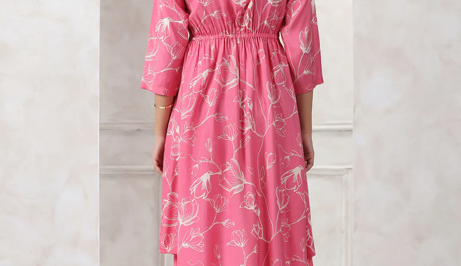 Latest peach printed cotton kurti