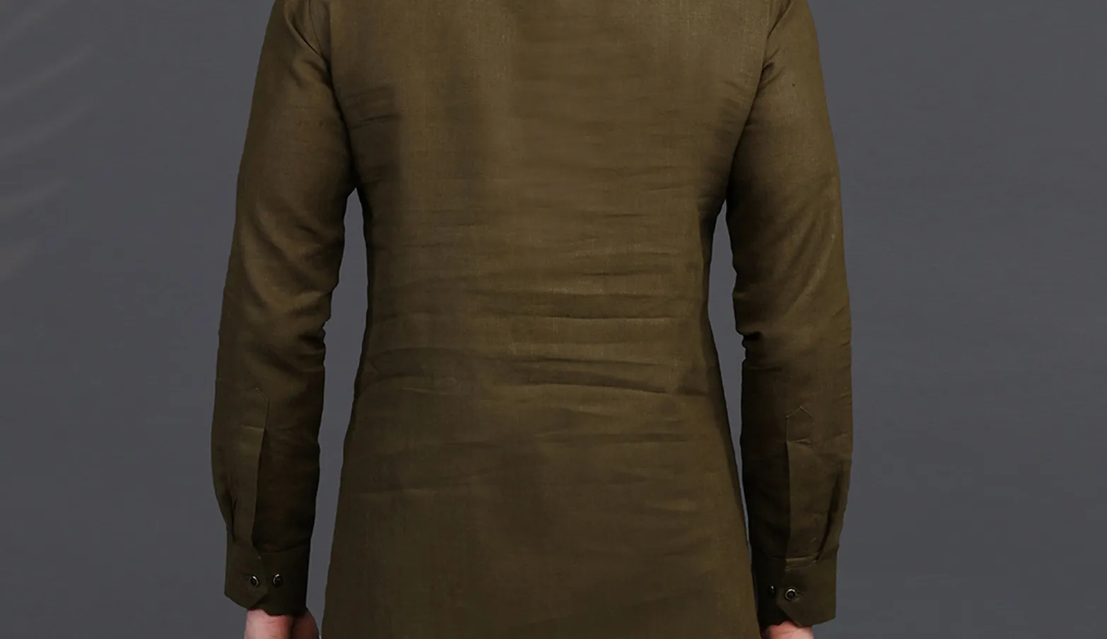 Olive linen kurta for festive days