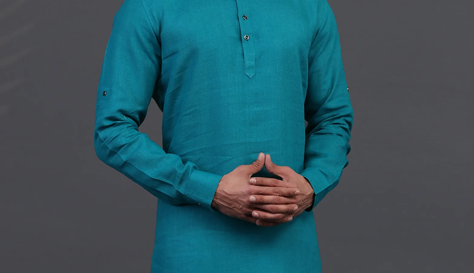 Rama green linen festive wear mens kurta