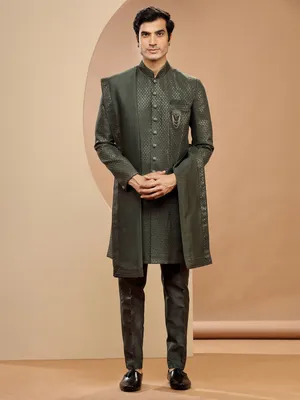 Indo Western: Buy Men's Green Indo Western at G3Fashion in USA |...