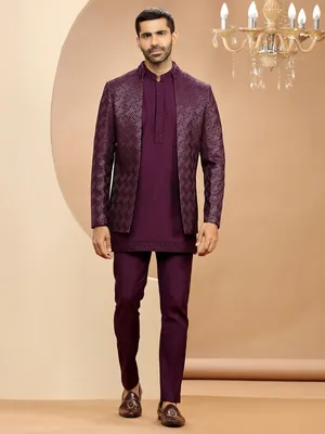 fitted lace wedding dress African ceremonial clothing, men's purple suit – F I N E S S E main image 1