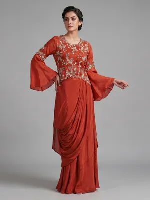 red party wear dress Puff-Sleeve Short Red Party Dress with Bubble Skirt Red / 0