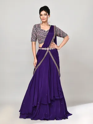 strapless open back dress Shop Dark Purple Net Lengha Choli Dress Online Shopping – HATKE BRIDE