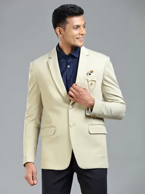 beige colour dress for men Men's Beige Three-Piece Suit – HolloMen main image 1