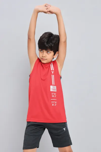 Technosport Boy's Active Red Running Tank Top
