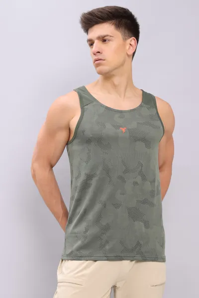 Technosport Men's Active Olive Tank Top