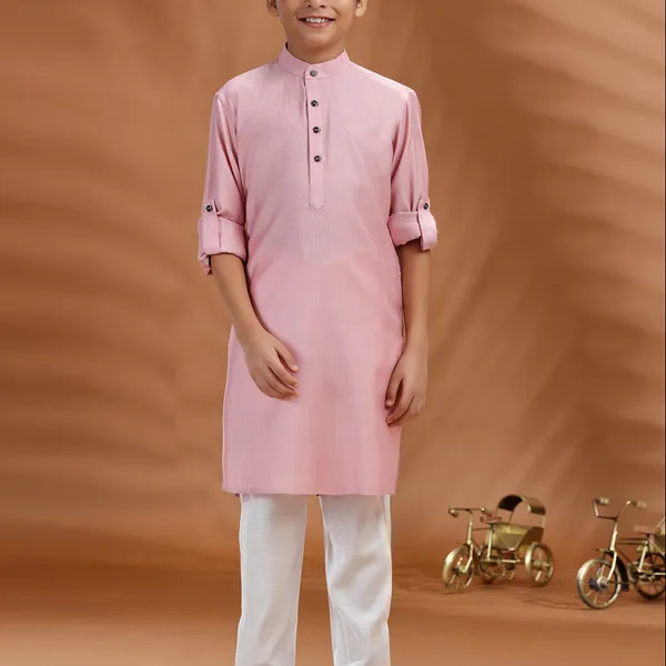 Light pink cotton kurta pant set