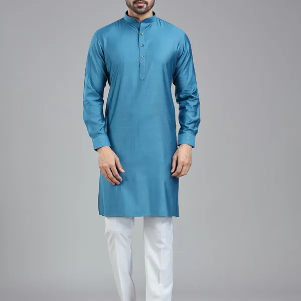 Moonstone blue simple kurta suit for festive
