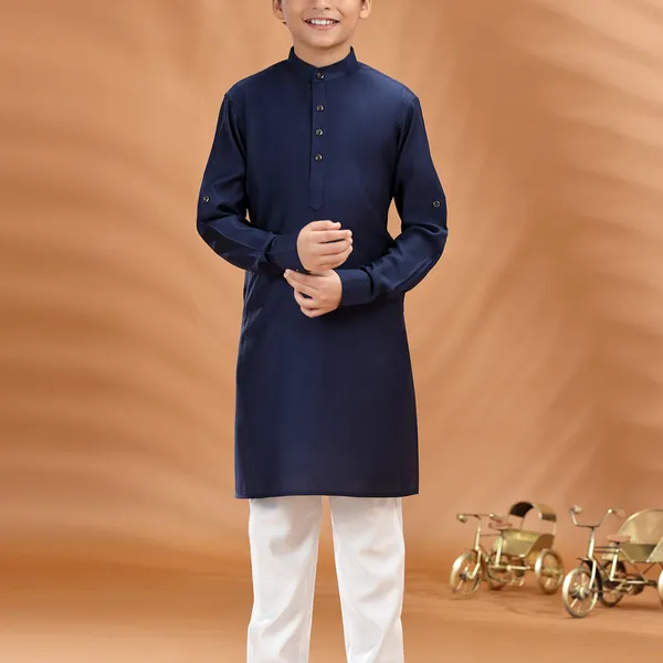 Navy cotton kurta pant set