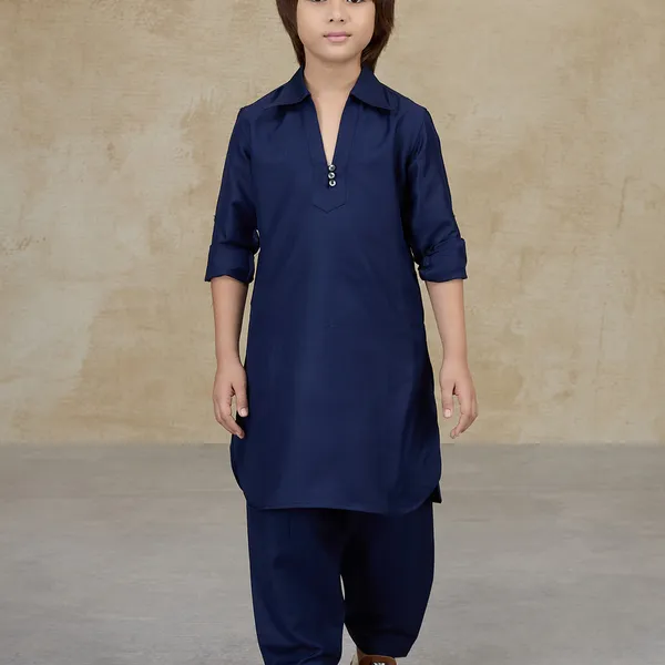 Navy cotton pathani kurta salwar traditional set