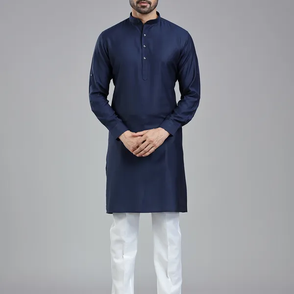 Oxford navy festival kurta suit for men