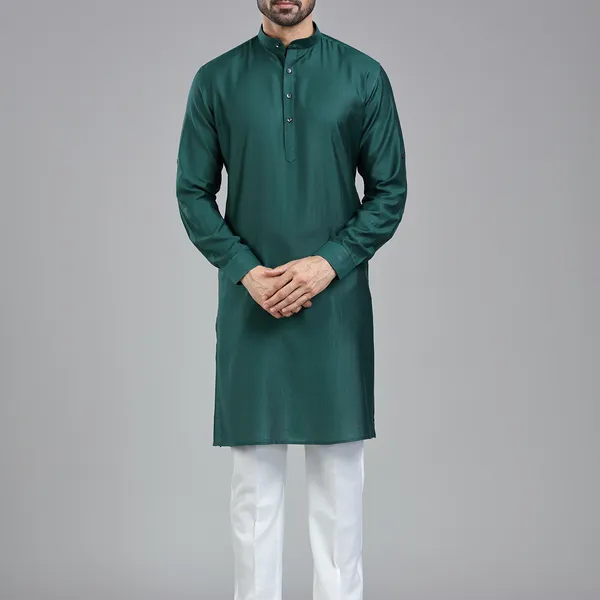 Pine green sober stylish kurta pajama set for men