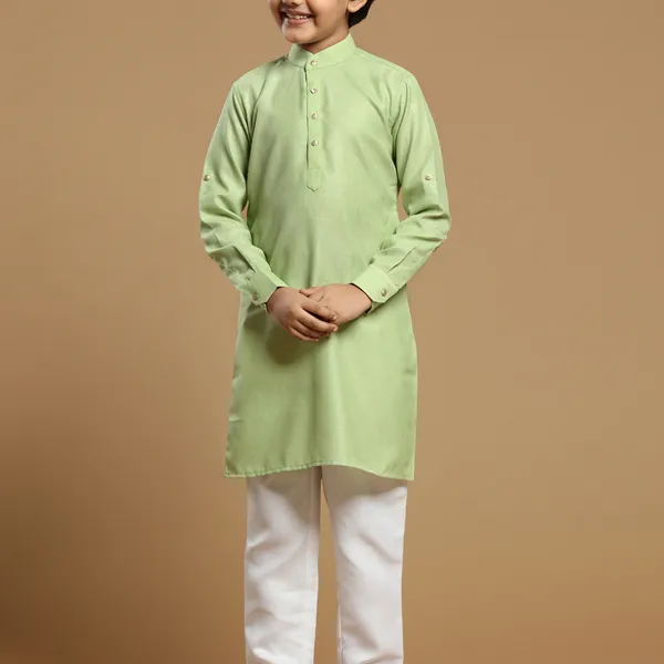 Pista green cotton kurta set for mehendi