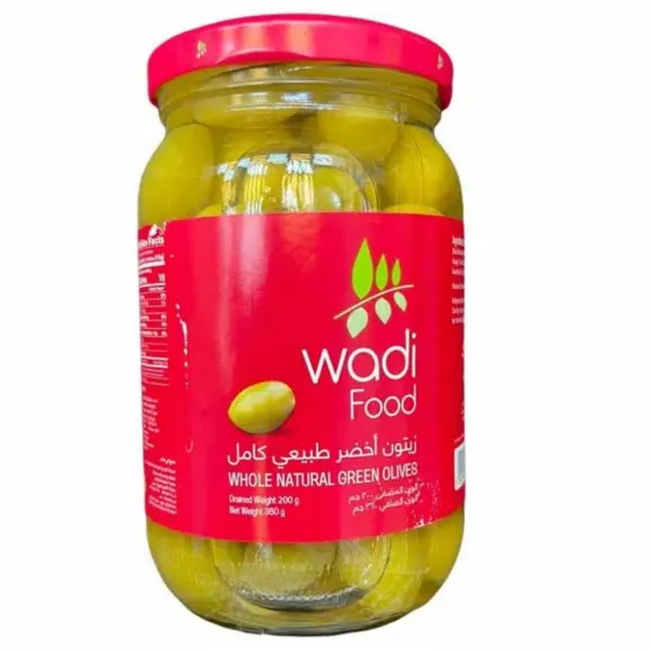 Wadi Whole Green Olives 12x360gm