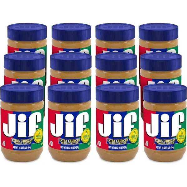 JIF PEANUT BUTTER CRUNCHY 12X454GM