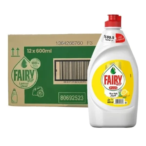 Fairy Plus Lemon Dishwashing Liquid 12X600Ml