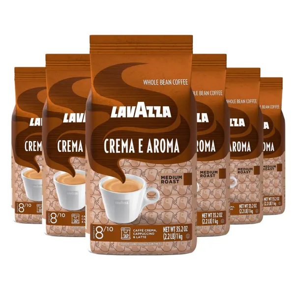 LAVAZZA CREMA E AROMA BROWN WHOLE COFFEE BEANS 6X1KG