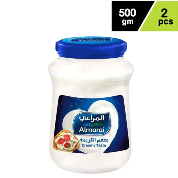 Al marai processed cream cheese glass bottle 1X6X2X500 GM Promo offer.