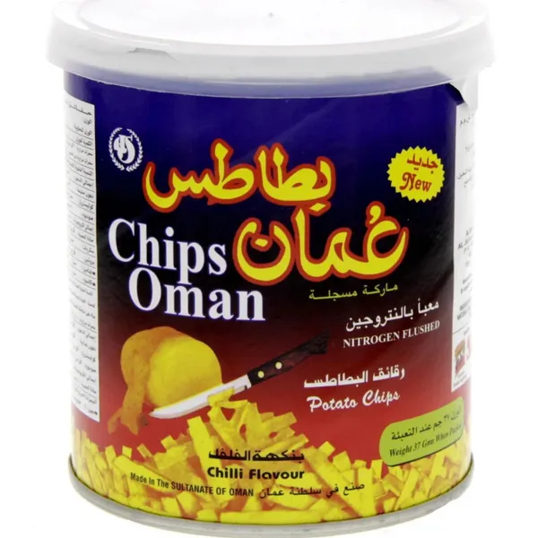 OMAN CHIPS CHILLI FLAVOUR CAN 6X37GM
