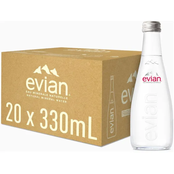 Evian Water Glass Bottle 20x330ml