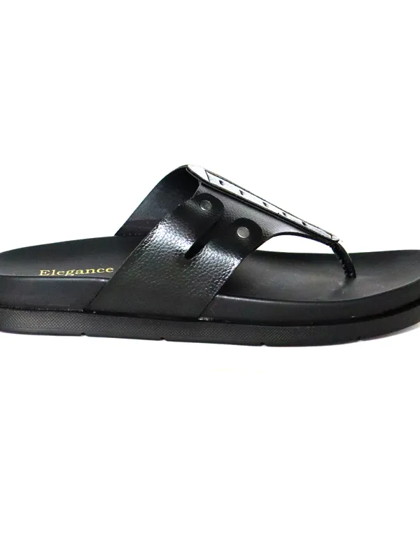 Elegance Men Black Slippers