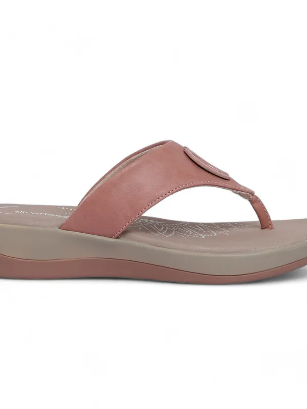 Slivertoes Women V-Strap Peach Slippers