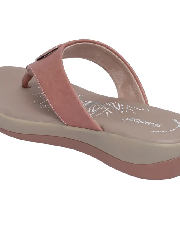 Slivertoes Women V-Strap Peach Slippers