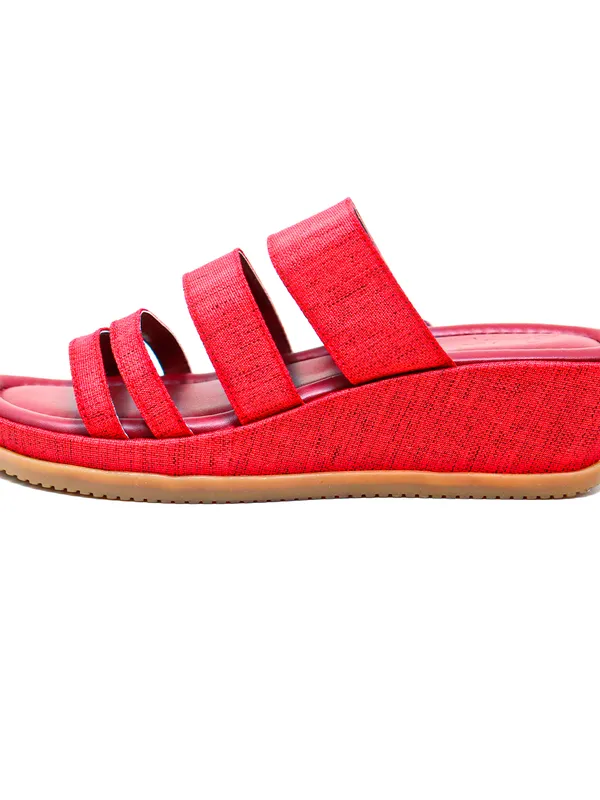 Scarlet Open-Toe Slip-On Wedges