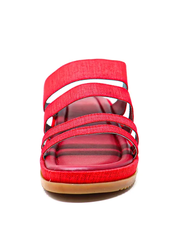 Scarlet Open-Toe Slip-On Wedges