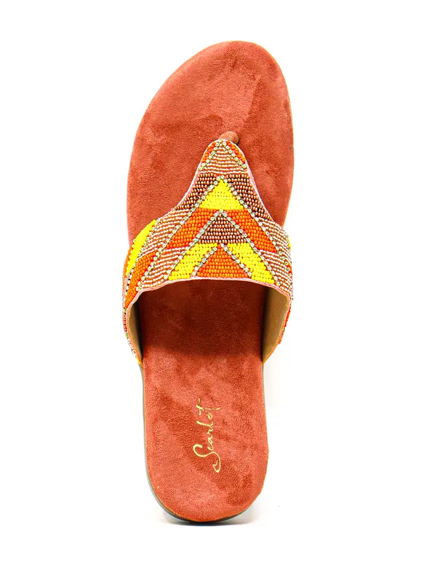 Scarlet V-Strap Embellished Flats