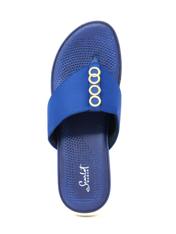 Scarlet V-Strap Blue Slippers