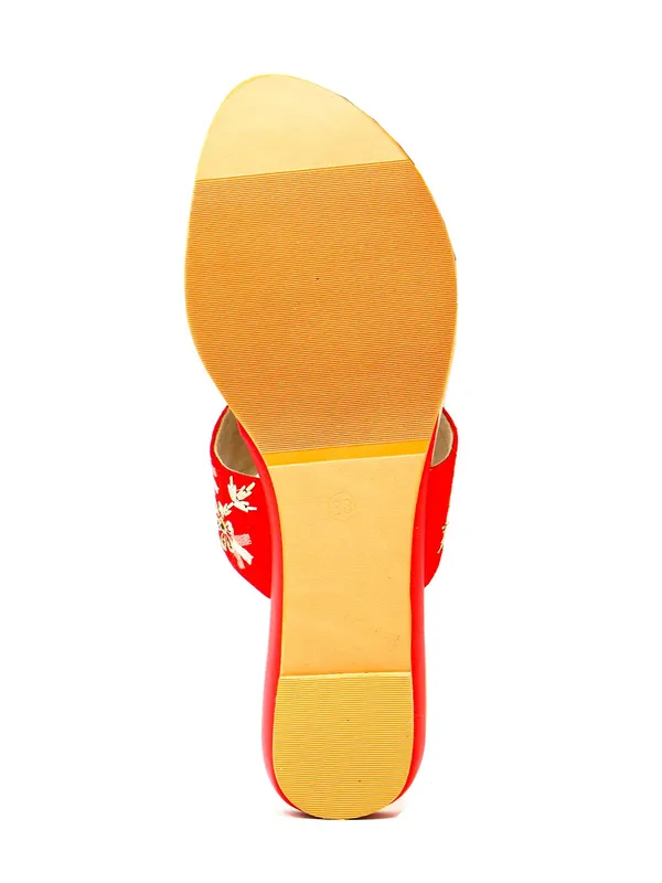 Scarlet V-Strap Embellished Flats