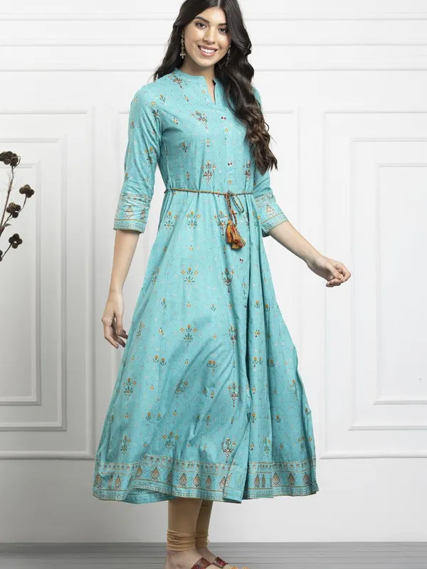 Green Embroidered Flared Dress