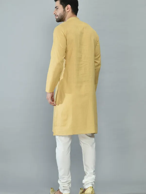 Beige Solid Kurta Set