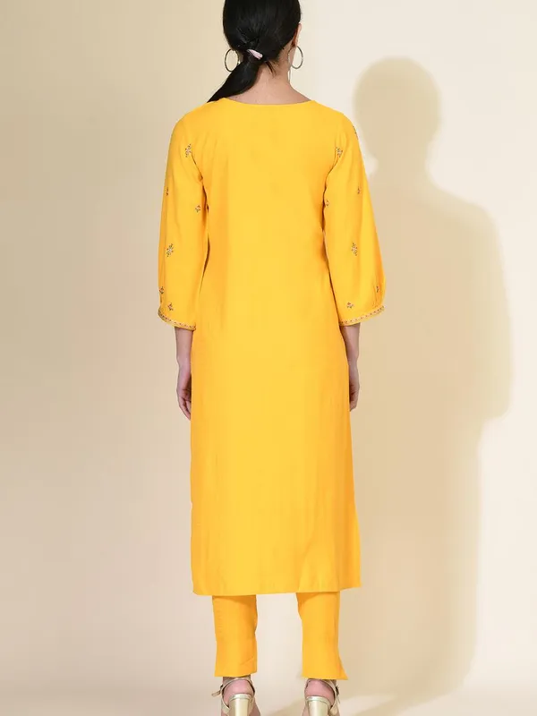 Yellow Embroidered Kurta Set