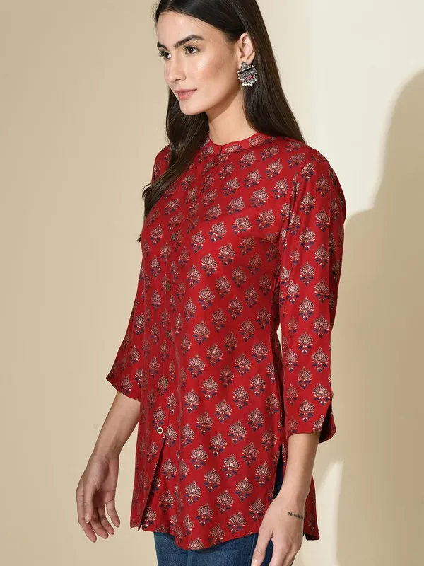 Maroon Ethnic Motifs Printed Top