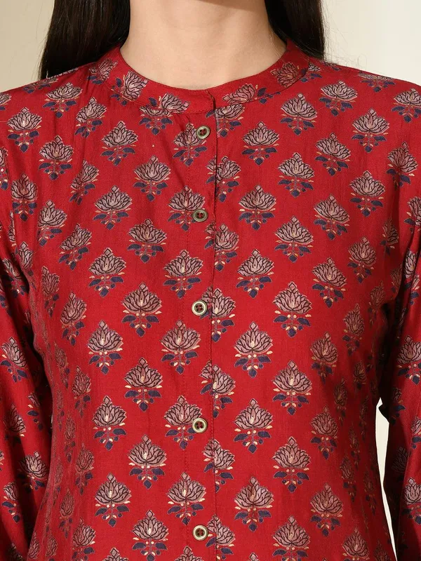 Maroon Ethnic Motifs Printed Top