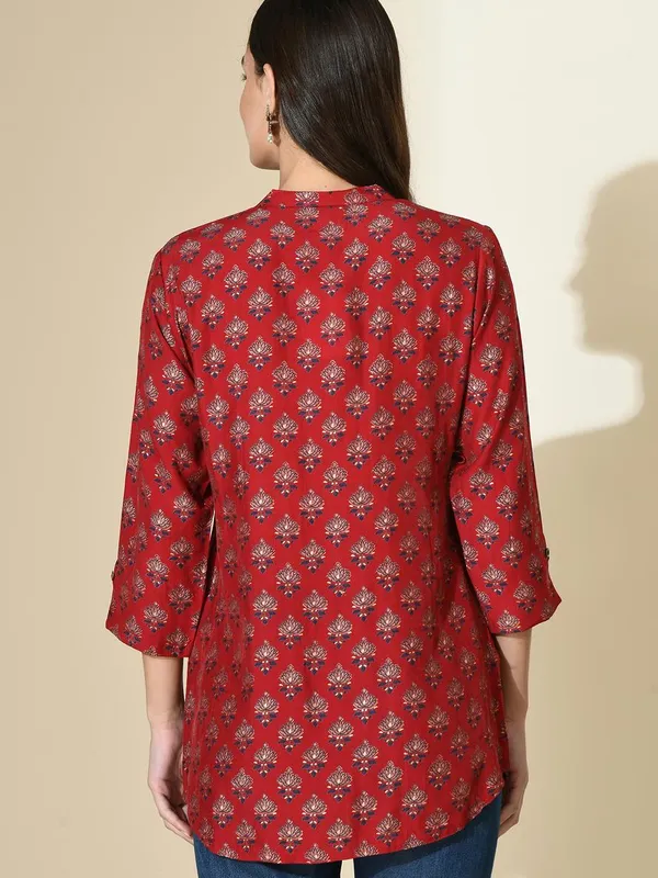 Maroon Ethnic Motifs Printed Top