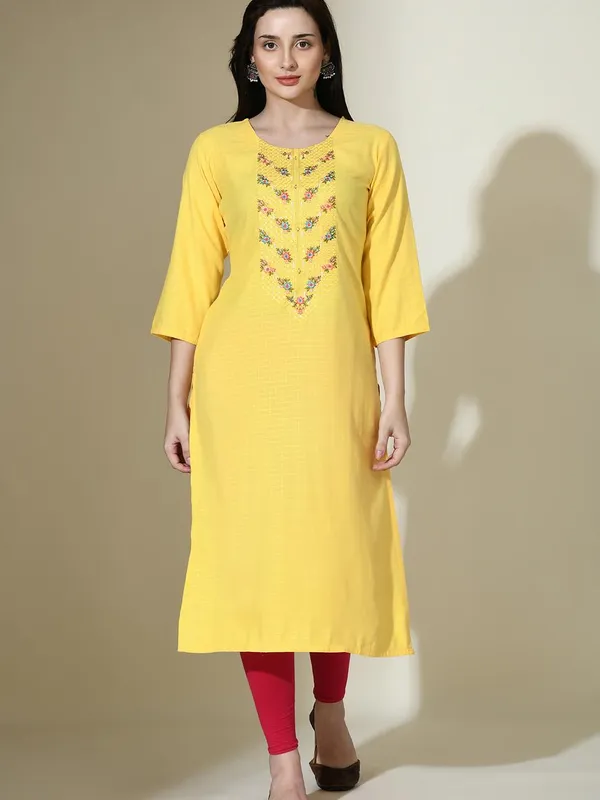 Yellow Embroidered Kurta