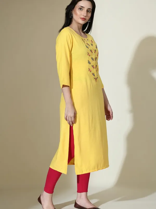 Yellow Embroidered Kurta