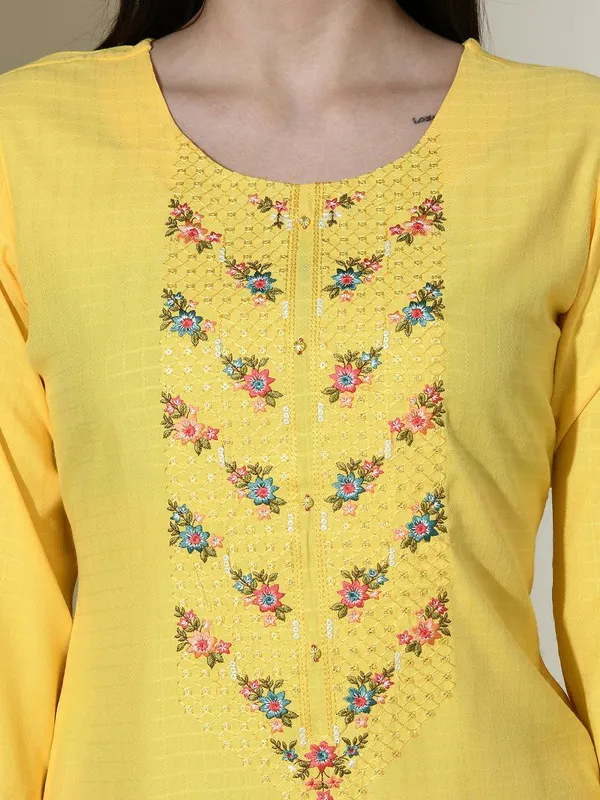 Yellow Embroidered Kurta