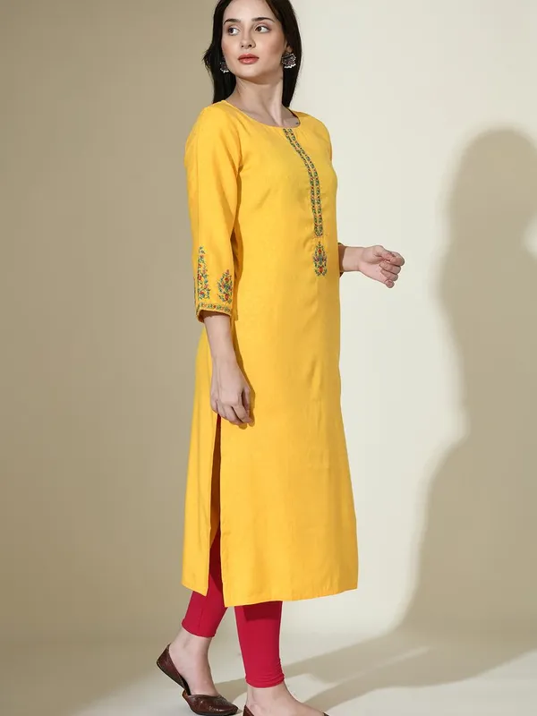 Yellow Embroidered Kurta