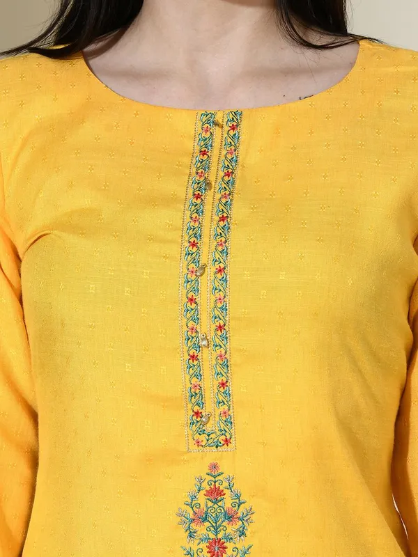 Yellow Embroidered Kurta